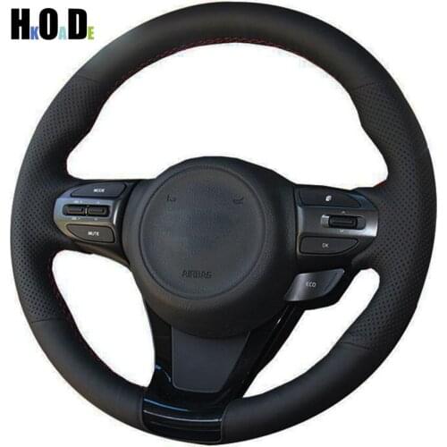 DIY Black Artificial Leather Hand-stitched Car Steering Wheel Covers for Kia K5 K4 K3 K2 Car Styling Cover Accessories