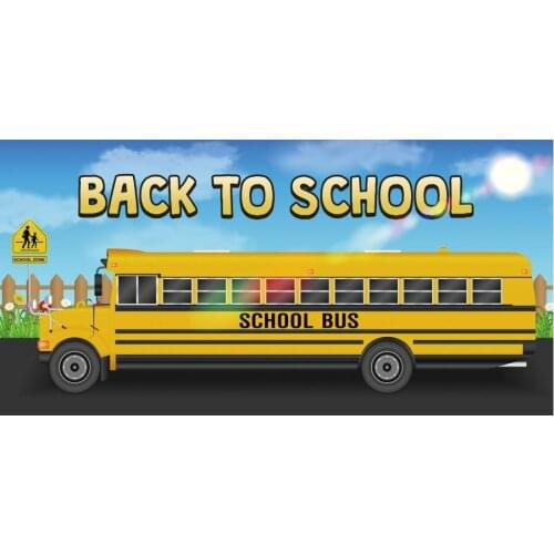 Back to School Backdrop Cartoon Yellow School Bus Photography Backgrounds Party Decor Photo Booth Studio Prop