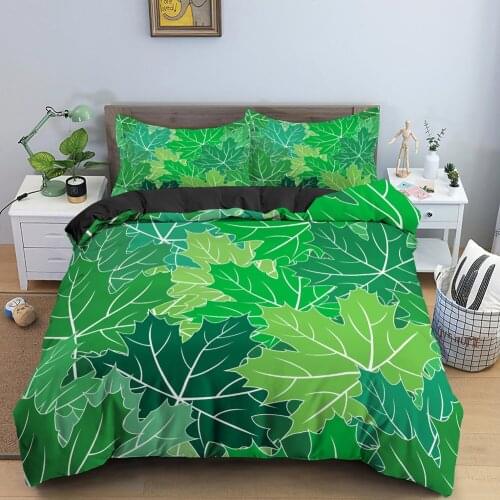 Maple Leaf Bedding Set Leaves Printed Comforter Cover Duvet Cover Room Decoration Twin Full Queen King Double Single Size