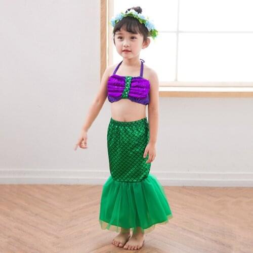 Mermaid Tail Costume 3pcs Set Kids Little Mermaid Princess Dress Swimwear New Girls Swimsuit Cosplay Ariel Dresses C30682CH