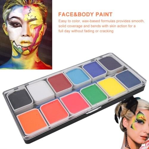 12 Colors Body Face Paint Water-Based Halloween Party Ball Game Fan DIY Fancy Makeup Pigment Tattoo Art Facial Comestic Tools