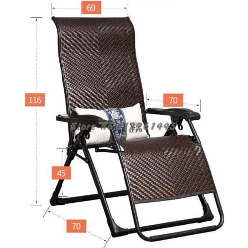 Balcony Recliner Wicker Chair Folding Lunch Break Office Nap Chair Single Household Portable Woven Recliner Chair