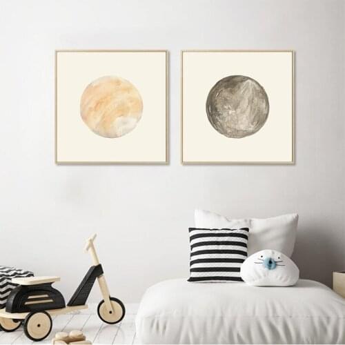 Solar System Planets Canvas Painting Earth Moon Venus Saturn Wall Art Poster Educational Poster for Kids Child Living Room Decor