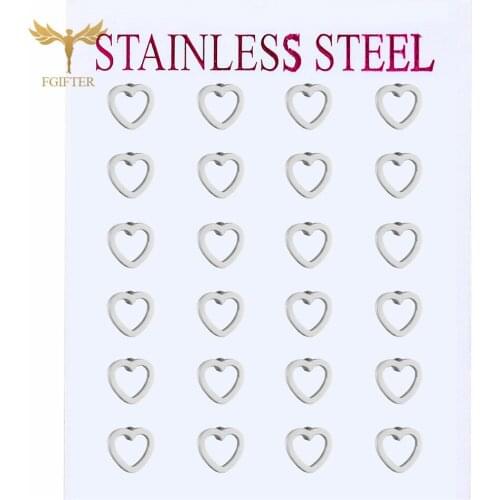 Hot Silver Heart Earrings Set Bride Bridesmaid Accessories Jewelry Stainless Steel Stud Earring for Girls Women Lovers Gift