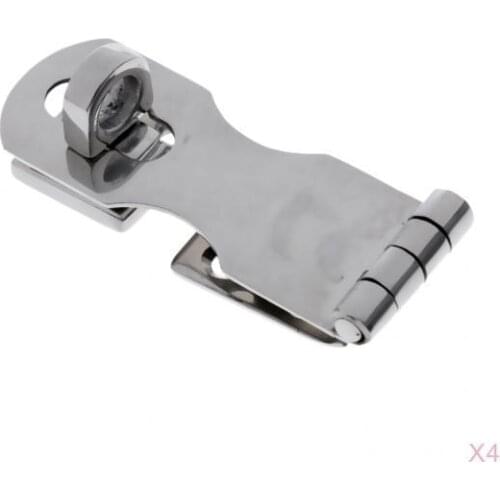 4x Marine Boat Stainless Steel Safety Hasp, Swivel Door Clasp, 65mm