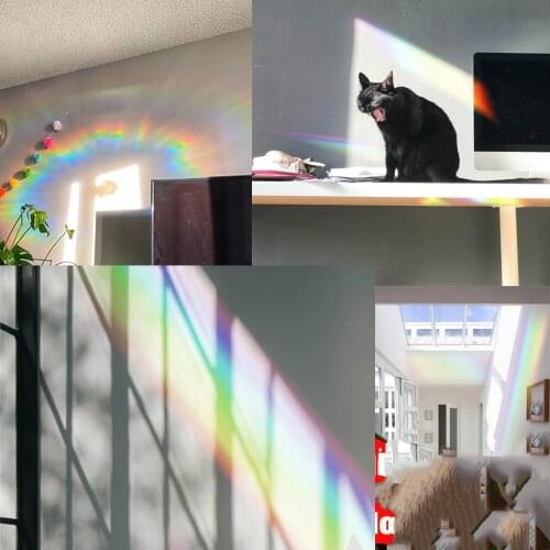 Refraction Mirror Rainbow Effect Prisms Window Stickers Home Bedroom Static Electricity PVC Glass Decals Wall Stickers