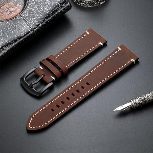New Quick Release Watchband Crazy Horse Genuine Leather Strap 18 20 22 24 mm High-end Retro Double Sided Leather Watch Band