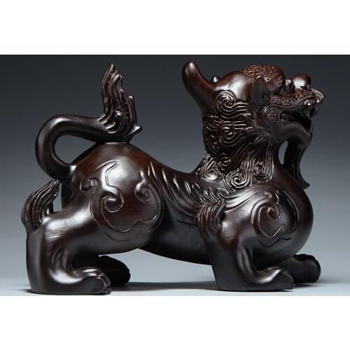 Seiko. Black sandalwood carving Piu put a piece of solid wood carving Home Guest Office Jucai Town House Piqiu