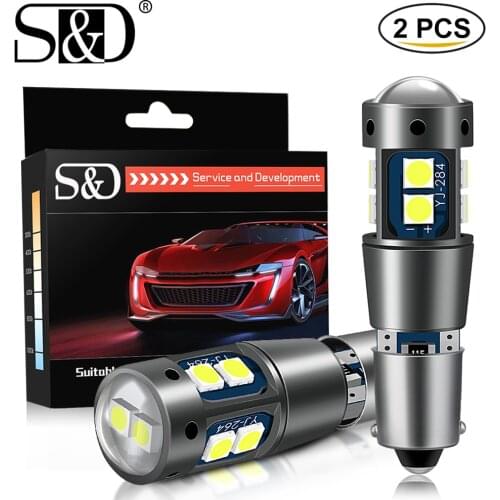 2Pcs Canbus H21W BAY9S BA9S T4W BAX9S H6W LED Bulb T2W T3W H5W Interior Car License Plate Light White Red Yellow 12V Auto Lamp