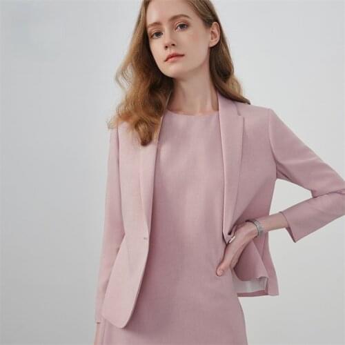 Spring Ladies Pink Blazer Slim Fit Business Office Wear Dress Formal Suit Long Sleeve Top Button Up Ol Women Oversized Blazer
