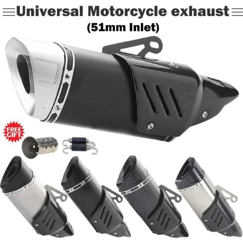Inlet 51mm Motorcycle Exhaust Pipe Muffler Escape Moto Escapamento Universal for DUKE RC 390 ZX6R ZX10R R1 R6 Z900