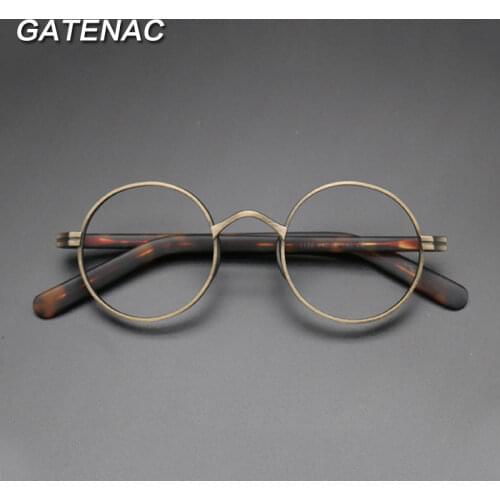 Vintage Acetate Glasses Frame Men Round Myopia Optical Prescription Titanium Eyeglasses Frame Male Women Luxury Small Eyewear