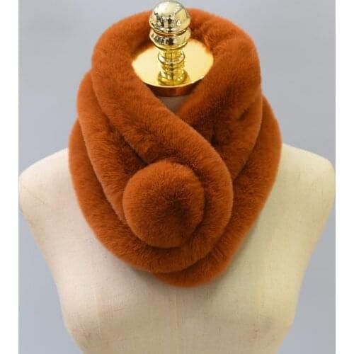 New Fashion Triple Neck Rex Rabbit Fur Wraps Female Autumn and Winter Thickening Scarves Women Neck Ring Winter Fur Scarf