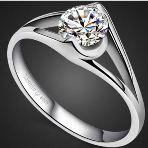 Fashion simple dazzling 5A zircon ring.Women 925 sterling silver ring.Classic wedding jewelry.Charming lady solid silver ring