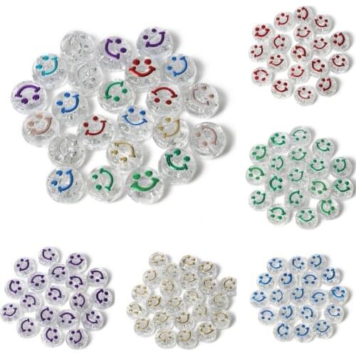100pcs/Lot 4x7mm Oval Shape Acrylic Spaced Beads Smile Face Transparent Beads For Jewelry Making DIY Charms Bracelet Necklace