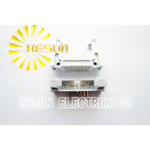 100PCS/LOT Right Angle DC2-14P 2.54mm Full Gold 3U Male Box Header With Ear High quality