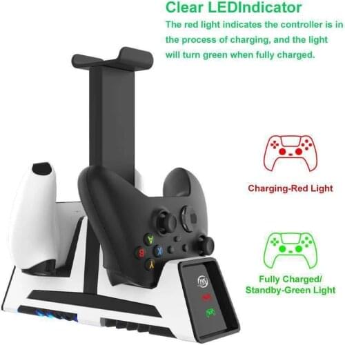 2 In1 Controller Charger Dock LED Dual Type-C Charging Stand Station Cradle For PS5 /PS4 /NS/Series X Controller Charging Base
