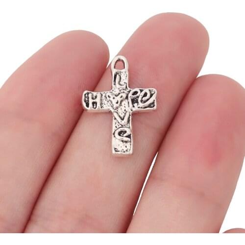 30 x Tibetan Silver Cross Charms Beads for Bracelet Necklace Jewelry Making Findings 21x15mm