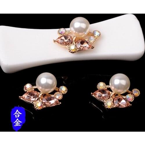 50pcs 20*24mm Gold Color Zinc Alloy Material Crystal Pearl Flower Charm for Hair DIY Handmade Jewelry Making Wholesale