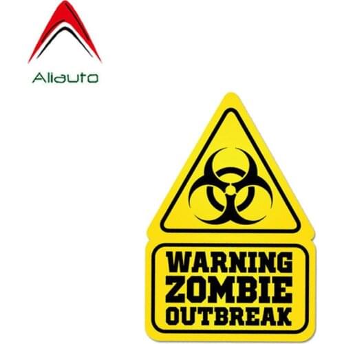 Aliauto Funny Car Sticker Warning Zombie Outbreak Accessories PVC Decal for Peugeot 3008 Golf 6 Harman Kardon Honda Crv,12cm*9cm