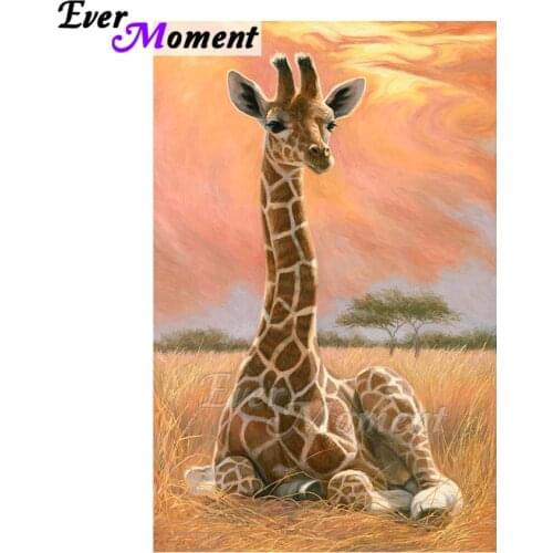 Ever Moment Diamond Painting Cross Stitch Newborn Cute Giraffe DIY Diamond Embroidery Mosaic Diamonds Paint Animal Craft ASF1032