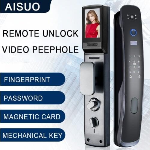 TUYA WIFI Mobile Phone Unlock Fully Automatic With Camera Fingerprint Magnetic Card Password Outdoor Home Smart Door Lock
