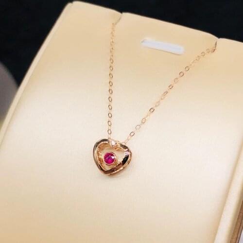 AZJ Ruby Pendant 18K Rose Gold Jewel 100% Natural Red Ruby 0.3ct Gemstones Pendants for Women Necklace