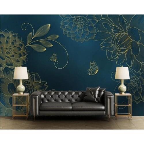 Beibehang Custom wallpaper photo golden flower flowers abstract hand painted light luxury background wall murals 3d wallpaper