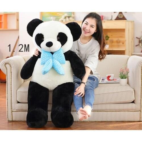 Large 120cm stuffed panda toy bowtie Gaint panda doll soft throw pillow,Valentines Day,Xmas gift 0325