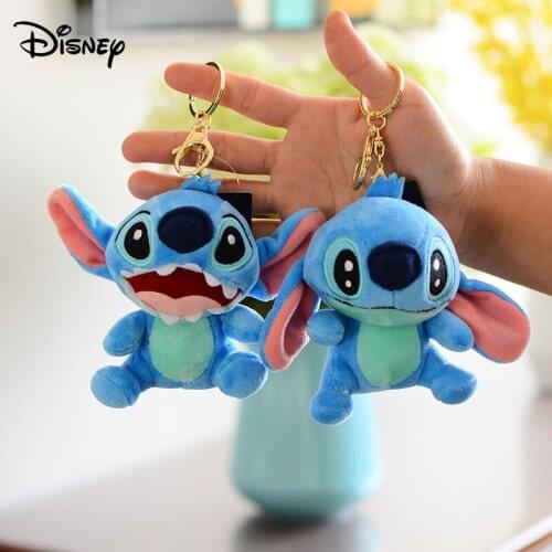 Disney Plush Stitch Key Ring Mobile Phone Key Chain Ball Car Key Ring Ladies Bag Pendant Jewelry Cute Keychain For Women