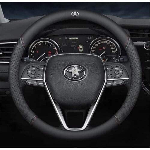 Leather Car Steering-wheels Cover 38cm for Toyota Innova Noah Prius Land Cruiser Prado Sienna Rush Alphard