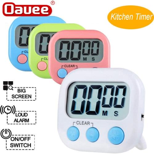 Digital Kitchen Timer Big Digits Loud Alarm Magnetic Backing Stand with Large LCD Display for Cooking Baking Sports Games