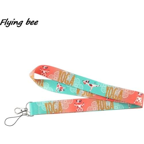 Flyingbee Yoga Cow Cute Creative Lanyard Badge ID Lanyards Phone Rope Key Lanyard Neck Straps Accessories X1262