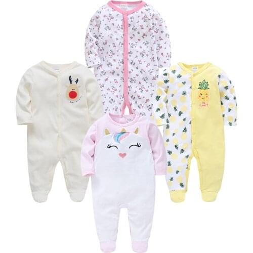 Kavkas Baby Boy Clothes Spring Autumn Fashion 100%Cotton Cute Cartoon Printing 4pcs Newborn Rompers vetement bebe fille hiver