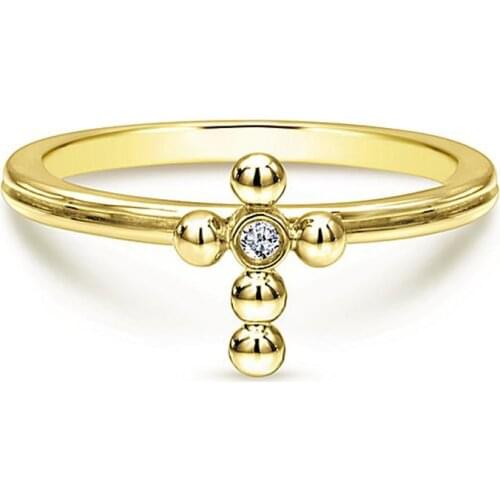 JK Cross Shaped Ring Noble Gold Color Boho Stylish Simple Cross Design Women Accessory Ring Wholesale Lots&Bulk Dropshipping