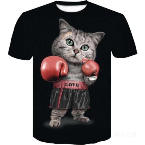 Cat doll short sleeve T-shirt half sleeve 3D printed T-shirt jacket for boys and girls pet T-shirt European size 6XL 2021