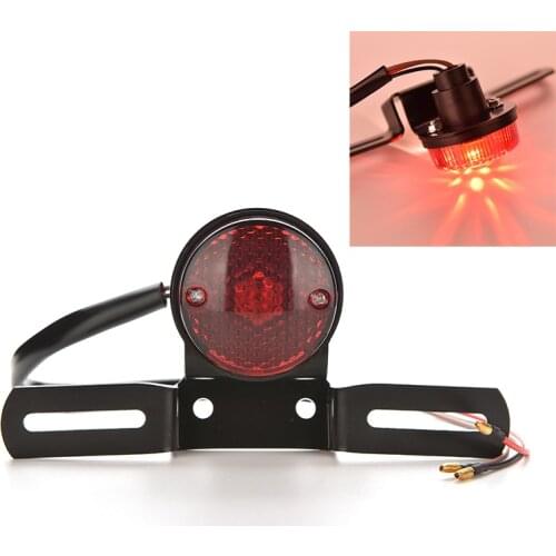 Red Lens Motorcycle Brake Rear License Plate Bracket Tail Light Universal 12V