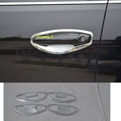 Car Cover Detector Trim External Door Bowl Stick Lamp Frame Moulding 8pcs For Hyundai IX45 SantaFe Santa Fe 2013-2018