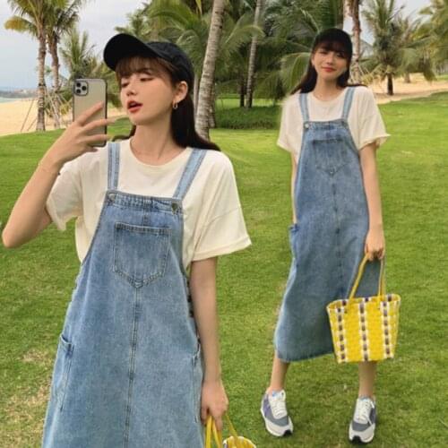 #1194 Summer Denim Dresses For Women Plus Size Sleeveless Off Shouder Loose Jean Dress Ladies Blue Side Pockets Vintage Retro