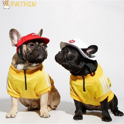 FATHIN Adidog Dog Sport Clothes French Bulldog Autumn and Winter Dog Pet Coat S-XL