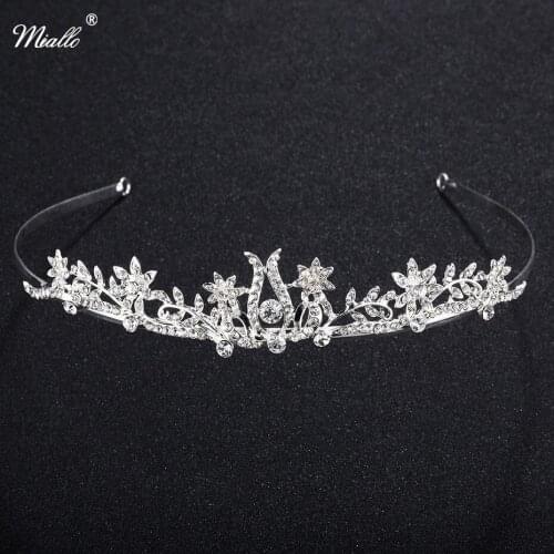 Fashion Crystal Bridal Crown Headband Tiara Hairband Flower Rhinestone Crown Diadem Wedding Hair Jewelry For Woman