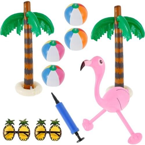 Swimming Pool Hawaiian Luau Inflatable Flamingo Toys Set Party Beach Decoration Floating Pool Toys Beach Party Supplies