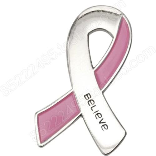 Breast Cancer Awareness Believe Pink Ribbon Lapel Pins