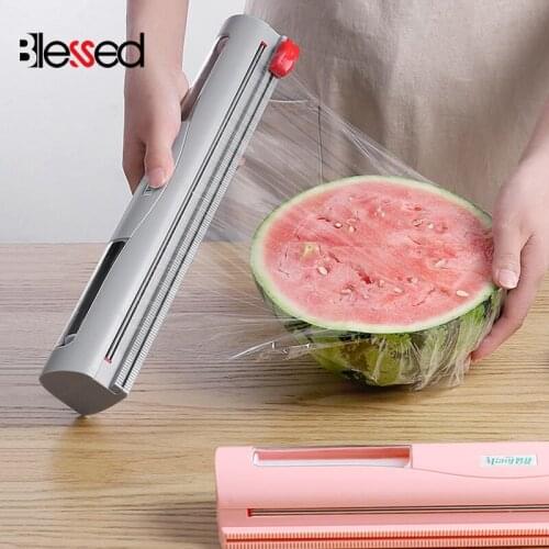 Wall-mounted Foil Cling Film Wrap Dispenser Plastic Sharp Cutter Storage Holder Fresh-keeping film bag Cutter Kitchen Tool