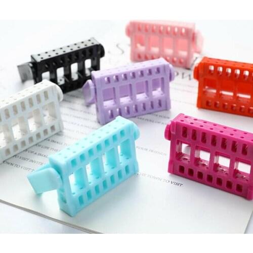 16 Holes Nail Art Drill Bits Empty Storage Box Holder Display Container Plastic Shelf For Nail Drill Tools Manicure Accessories