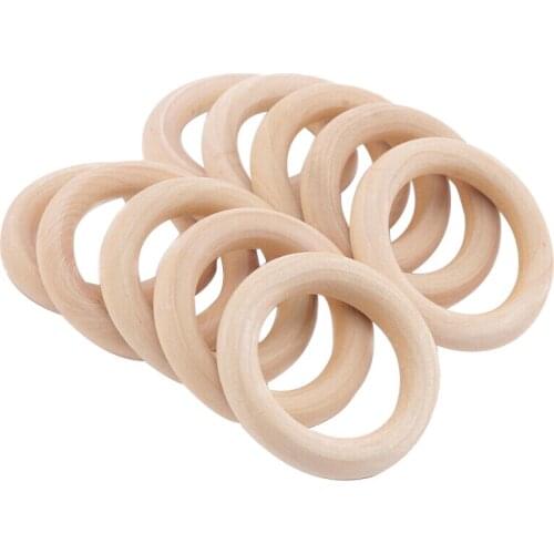 Wooden Teether Rings High Quality Children Kids DIY Natural Wooden Jewelry Making Crafts Baby Teether Safe Toy Baby Shower Gift