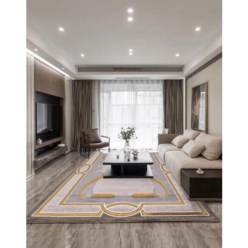 Gold Line Luxury Carpet Living Room New Chinese Carpet Bedroom Home Decor Thick Area Rug Study Dining Coffee Table Carpet Nordic