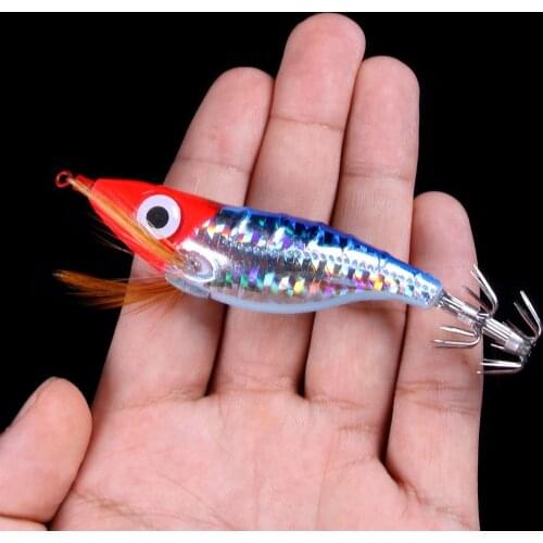 1PCS Squid Jig Wood Shrimp Fishing Lure 10cm 9g Squid Cuttlefish Jigs Lures
