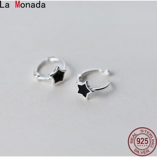 La Monada Black Star Hoop Earrings For Women Silver 925 Minimalist Fine Women Earrings In Jewelry Hoop Earrings 925 Silver