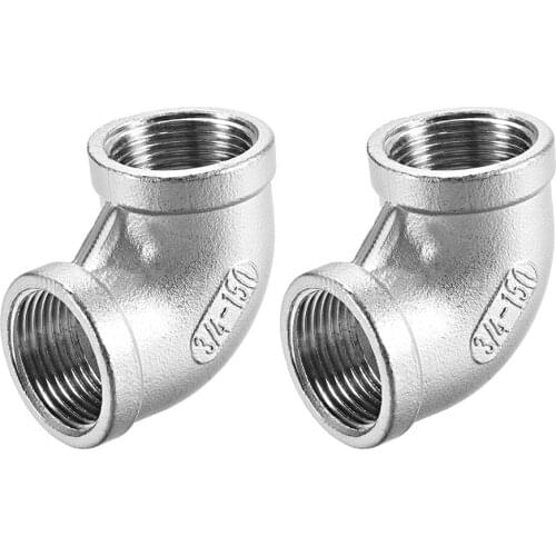 Uxcell 2pcs Stainless Steel 316 Cast Pipe Fitting 90 Degree Elbow 3/4 BSPT Female X 3/4 BSPT Female Thread